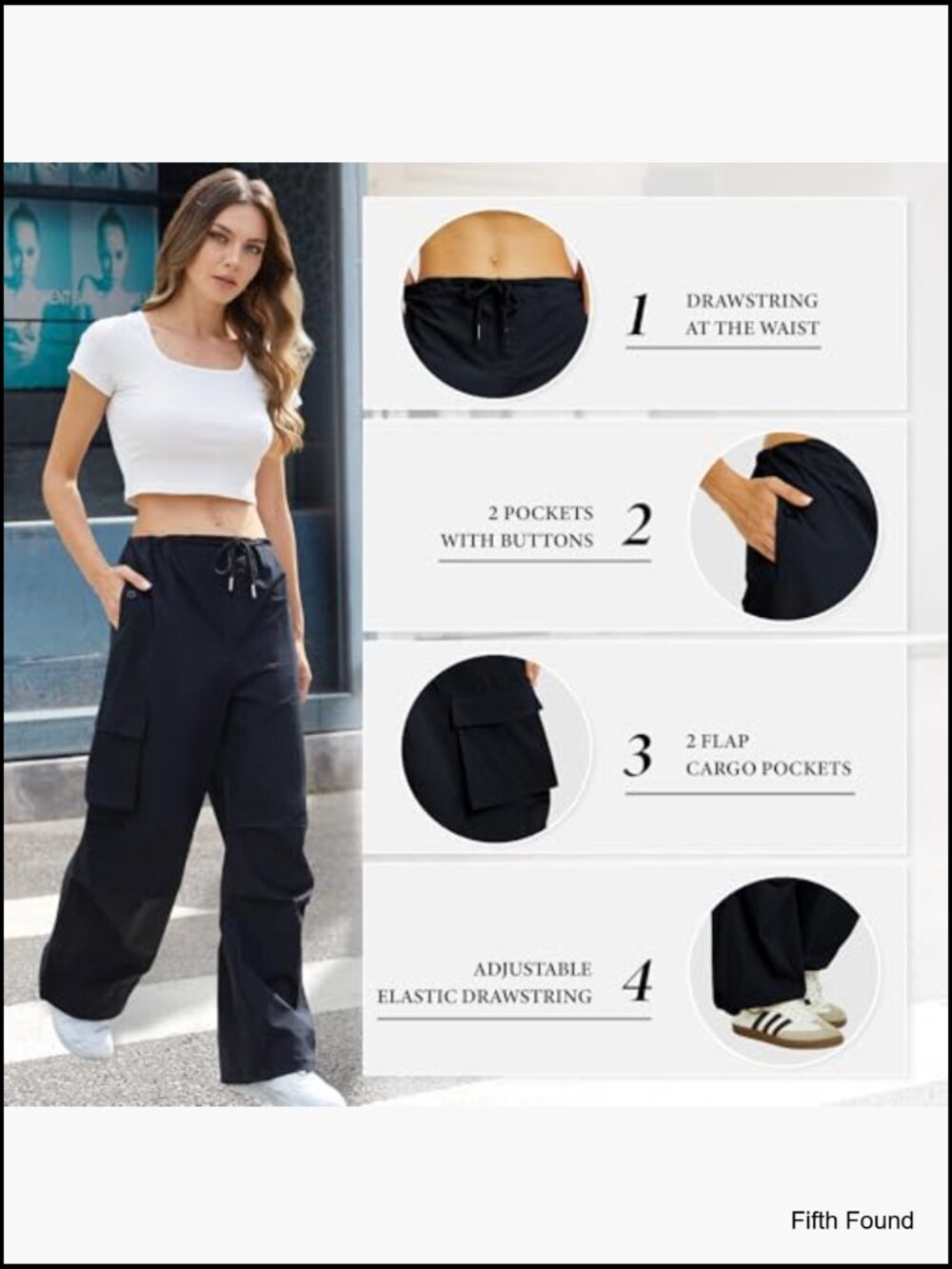 Cargo Pants Low Waisted Parachute Pants with Pockets Loose Baggy Hiking Pants - Picture 5 of 5